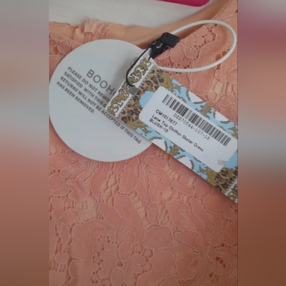 New with tags boo chiffon lace top skater dress in blush size 10 wedding brides - Picture 7 of 7